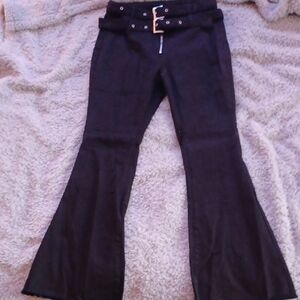 Black Boot Cut Flare Pants with Wide Leg Silhouette